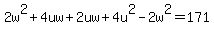 2w%5E2%2B4uw%2B2uw%2B4u%5E2-2w%5E2=171