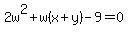 2w%5E2%2Bw%28x%2By%29-9=0