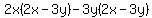 2x%282x-3y%29-3y%282x-3y%29