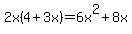 2x%284%2B3x%29=6x%5E2%2B8x