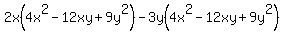 2x%284x%5E2-12xy%2B9y%5E2%29-3y%284x%5E2-12xy%2B9y%5E2%29