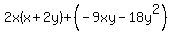 2x%28x%2B2y%29%2B%28-9xy-18y%5E2%29