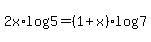 2x%2Alog%285%29=%281%2Bx%29log%287%29