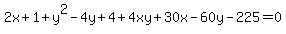 2x%2B1%2By%5E2-4y%2B4%2B4xy%2B30x-60y-225=0
