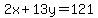 2x%2B13y=121