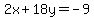 2x%2B18y=-9