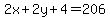 2x%2B2y%2B4=206