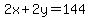 2x%2B2y=144