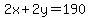 2x%2B2y=190