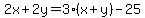 2x%2B2y=3%28x%2By%29-25