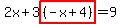 2x%2B3highlight%28%28-x%2B4%29%29=9