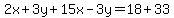 2x%2B3y%2B15x-3y=18%2B33