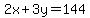 2x%2B3y=144