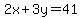 2x%2B3y=41