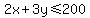 2x%2B3y+%3C=+200