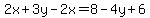 2x%2B3y-2x=8-4y%2B6