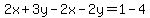 2x%2B3y-2x-2y=1-4