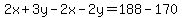 2x%2B3y-2x-2y=188-170