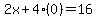 2x%2B4%280%29=16