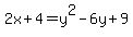 2x%2B4=y%5E2-6y%2B9