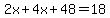2x%2B4x%2B48=18