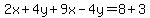 2x%2B4y%2B9x-4y=8%2B3
