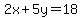 2x%2B5y+=+18