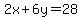 2x%2B6y=28