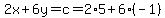 2x%2B6y=c=2%2A5%2B6%2A%28-1%29