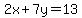 2x%2B7y=13