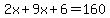2x%2B9x%2B6=160