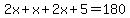2x%2Bx%2B2x%2B5=180