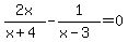 2x%2F%28x%2B4%29-1%2F%28x-3%29=0