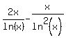 2x%2Fln%28x%29+-+x%2Fln%5E2%28x%29
