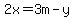2x=3m-y