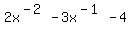 2x%5E%28-2%29+-+3x%5E%28-1%29+-+4+