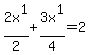 2x%5E1%2F2+%2B+3x%5E1%2F4+=+2