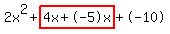2x%5E2%2Bhighlight%284x%2B-5x%29%2B-10
