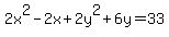 2x%5E2-2x%2B2y%5E2%2B6y=33