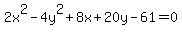 2x%5E2-4y%5E2%2B8x%2B20y-61=0