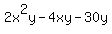 2x%5E2y-4xy-30y