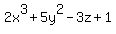 2x%5E3%2B5y%5E2-3z%2B1