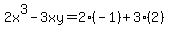 2x%5E3-3xy=2%28-1%29%2B3%282%29