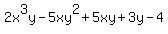 2x%5E3y-5xy%5E2%2B5xy%2B3y-4