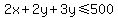2x+%2B+2y++%2B+3y+%3C=+500