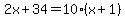 2x+%2B+34+=+10%28x%2B1%29
