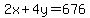 2x+%2B+4y+=+676