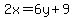 2x+=+6y%2B9