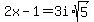 2x-1+=+3i%2Asqrt%285%29