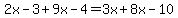 2x-3%2B9x-4=3x%2B8x-10
